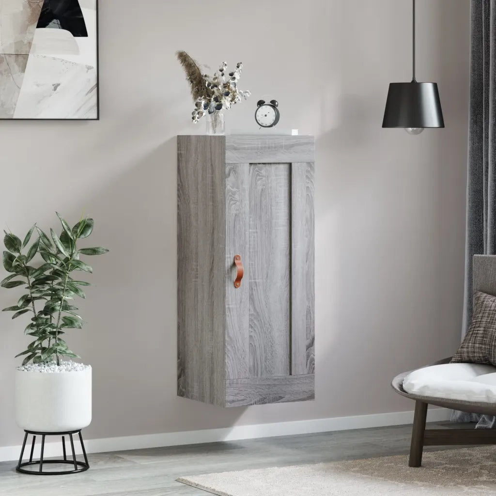 Mobile a Parete Grigio Sonoma 34,5x34x90 cm Legno Multistrato 830482