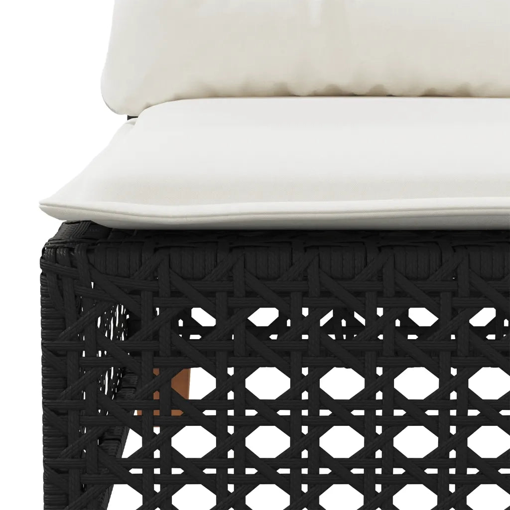 Divano da Giardino a 3 Posti con Cuscini-Sofa da Giardino-Divano da esterno Nero in Polyrattan 408976