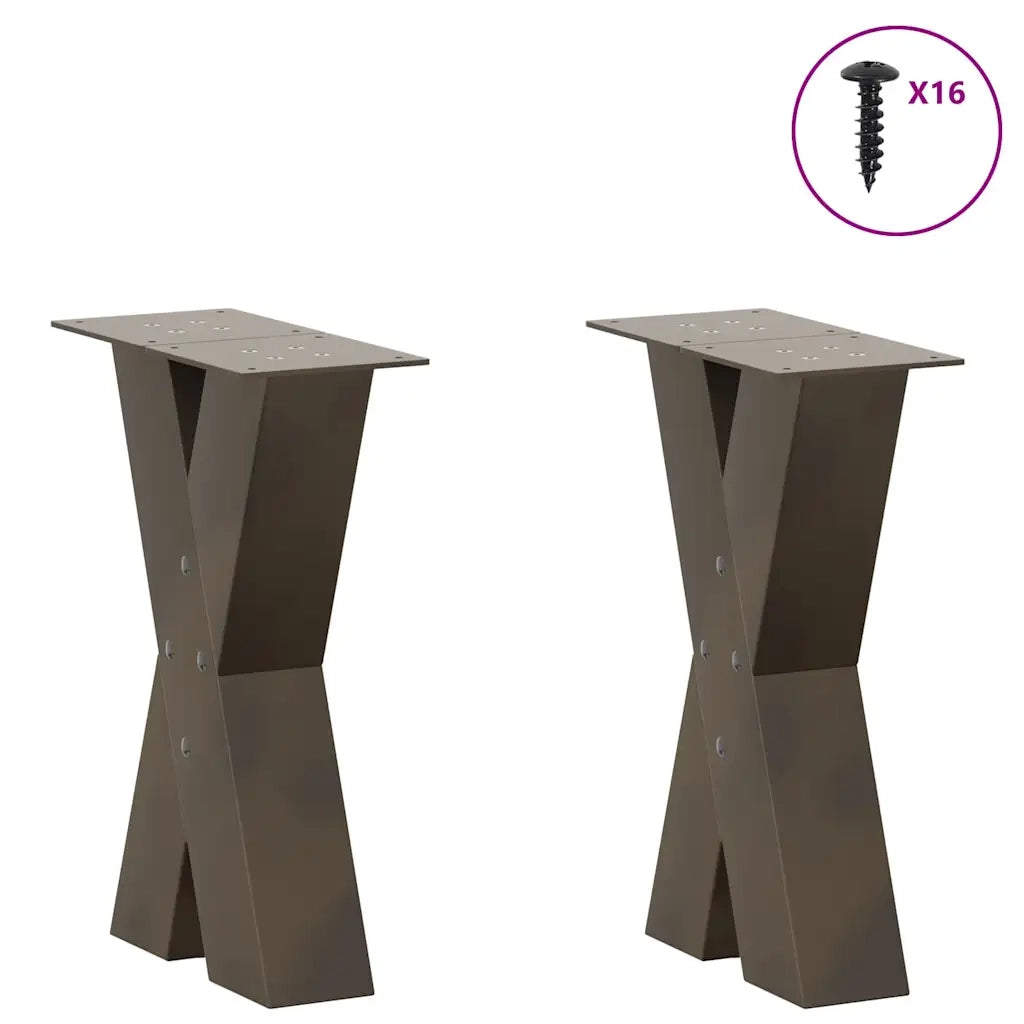 vidaXL Gambe per Tavolino da Caffè a Forma di X 2 pz Acciaio Naturale 28x(42-43) cm Acciaio