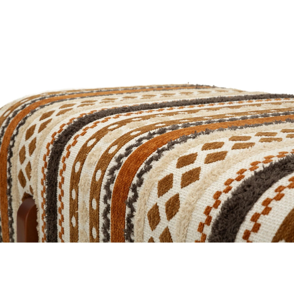 Panca etnica multicolor con struttura in legno