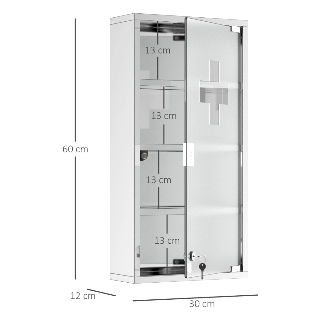 Armadietto per Medicinali Quattro Ripiani in Acciaio Inox 30x12x60 cm