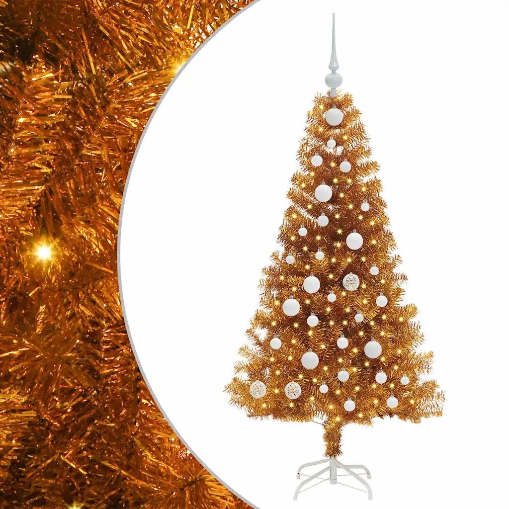 Albero di Natale con 150 LED con supporto Oro 120 cm PET 3396606