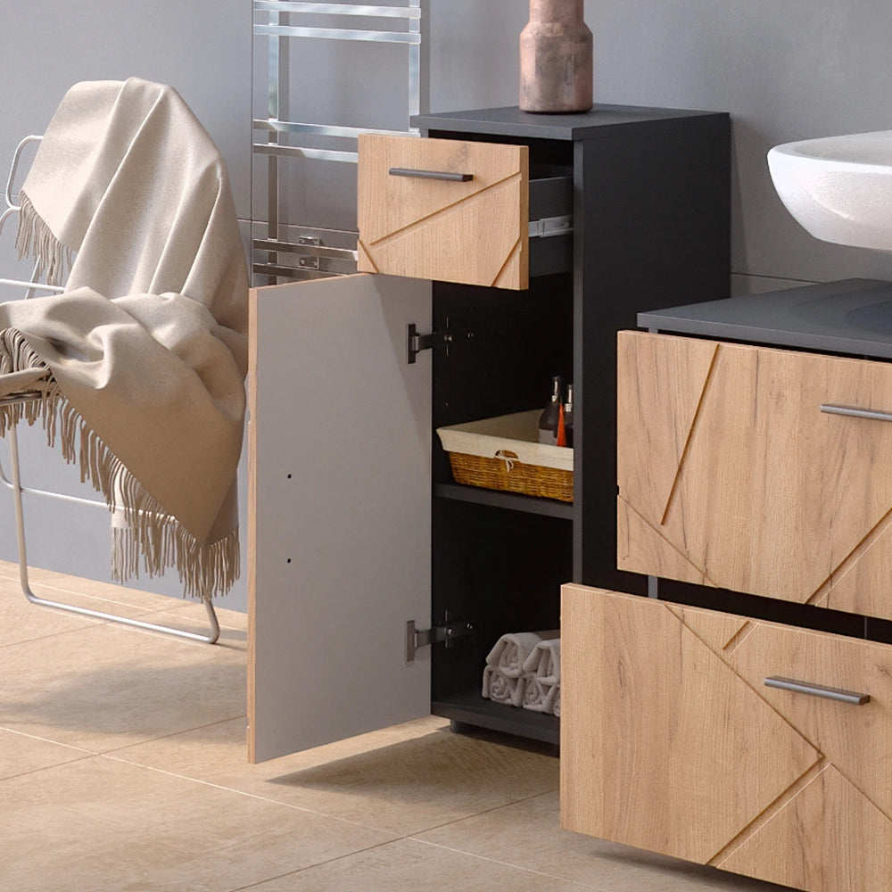 Mobiletto bagno Irma Rovere dorato/Antracite 30 x 81 cm Vicco
