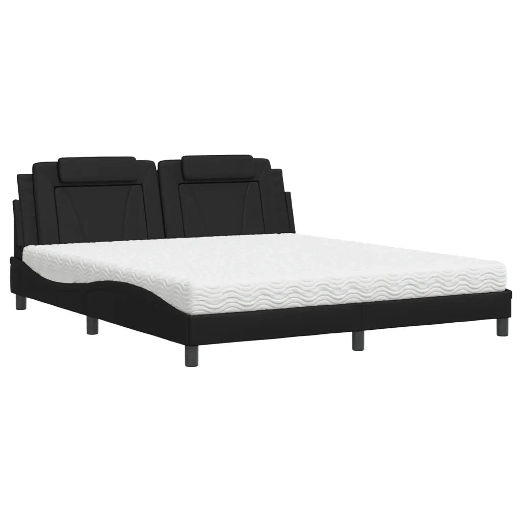 Letto Viana con Materasso Nero 180x200 cm in Similpelle