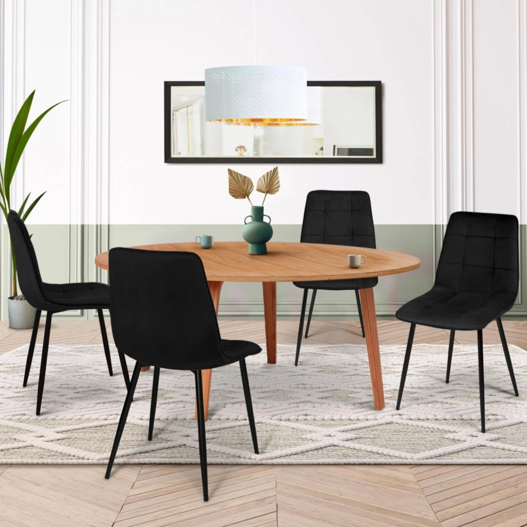 Set di 4 sedie da pranzo MILA in velluto nero
