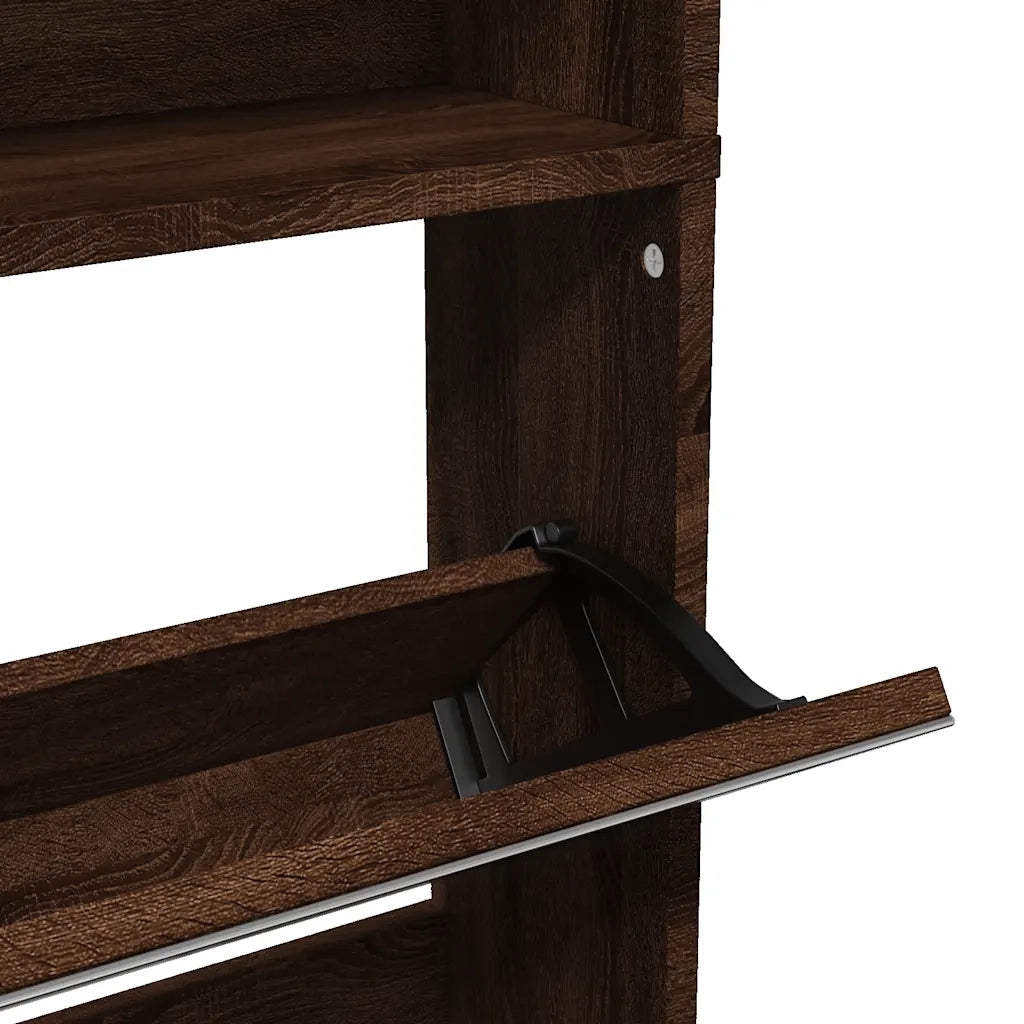 vidaXL Scarpiera con Specchio a 4 Livelli Rovere Marrone 63x17x134 cm