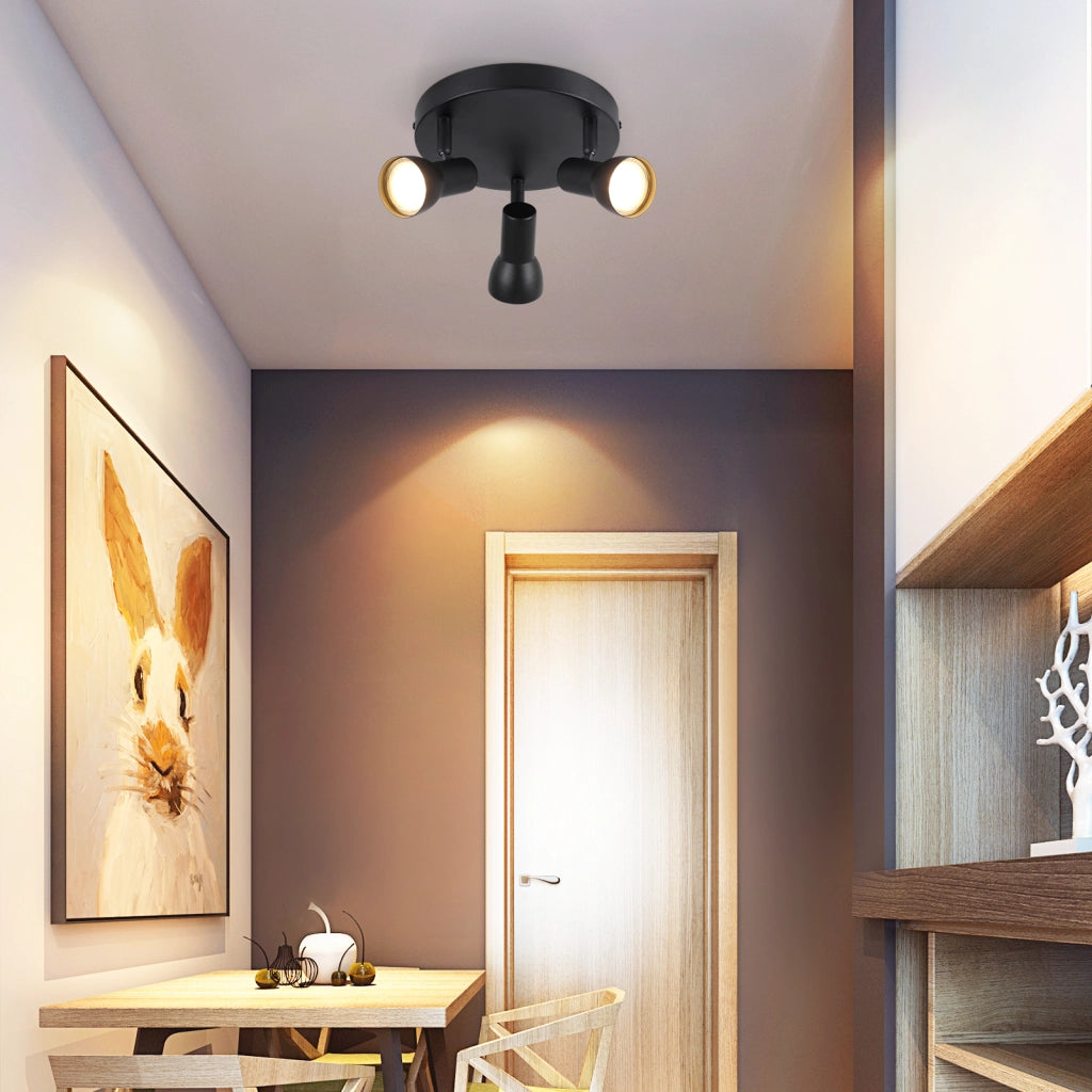 ZMH Faretto da soffitto neri 3 luci GU10 metallo design moderno girevoli senza lampadina