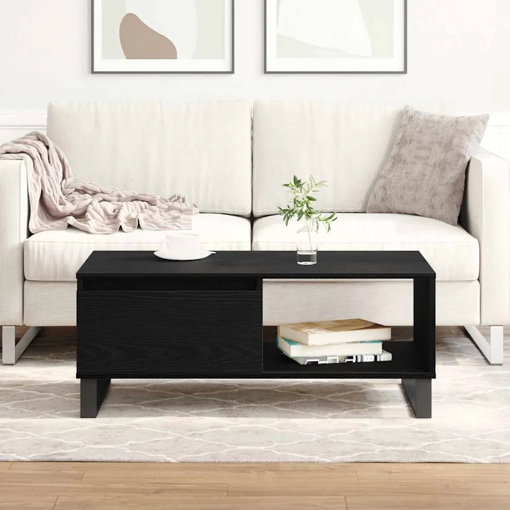 Tavolino da salotto con cassetto Rovere Nero 90 x 50 x 36,5 cm 862963