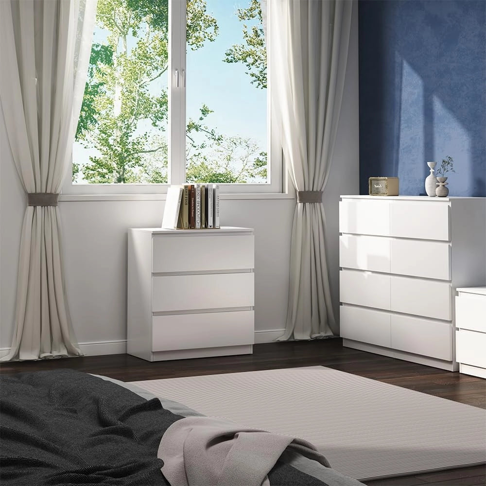 Cassettiera Calisto, Bianco, 39 x 78.5 cm, per riporre abiti e oggetti di uso quotidiano