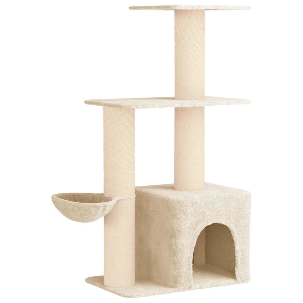 Albero per gatti con pali per graffiare in sisal Crema 133 cm 42033063