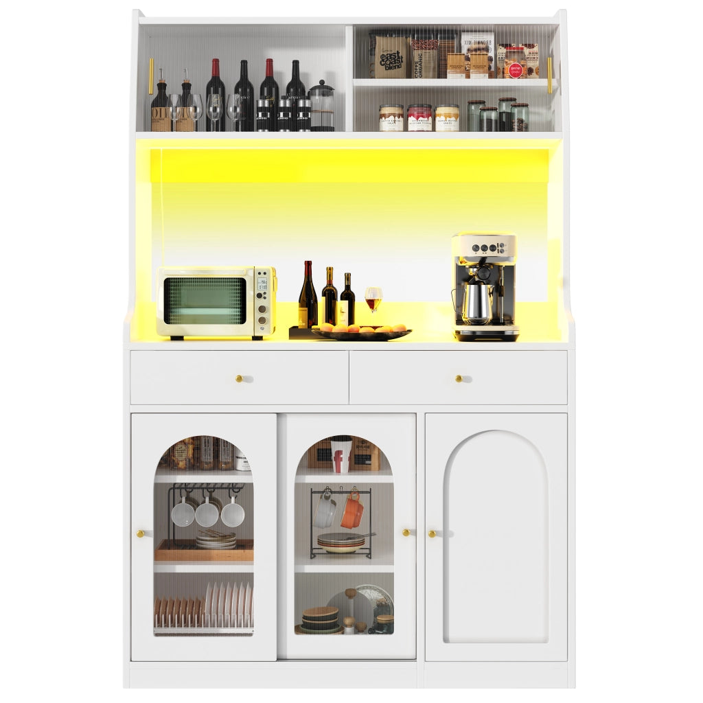 Credenza Buffet con Vetrina, LED e Cassetti ¨C MINIMAL ¨C Bianco