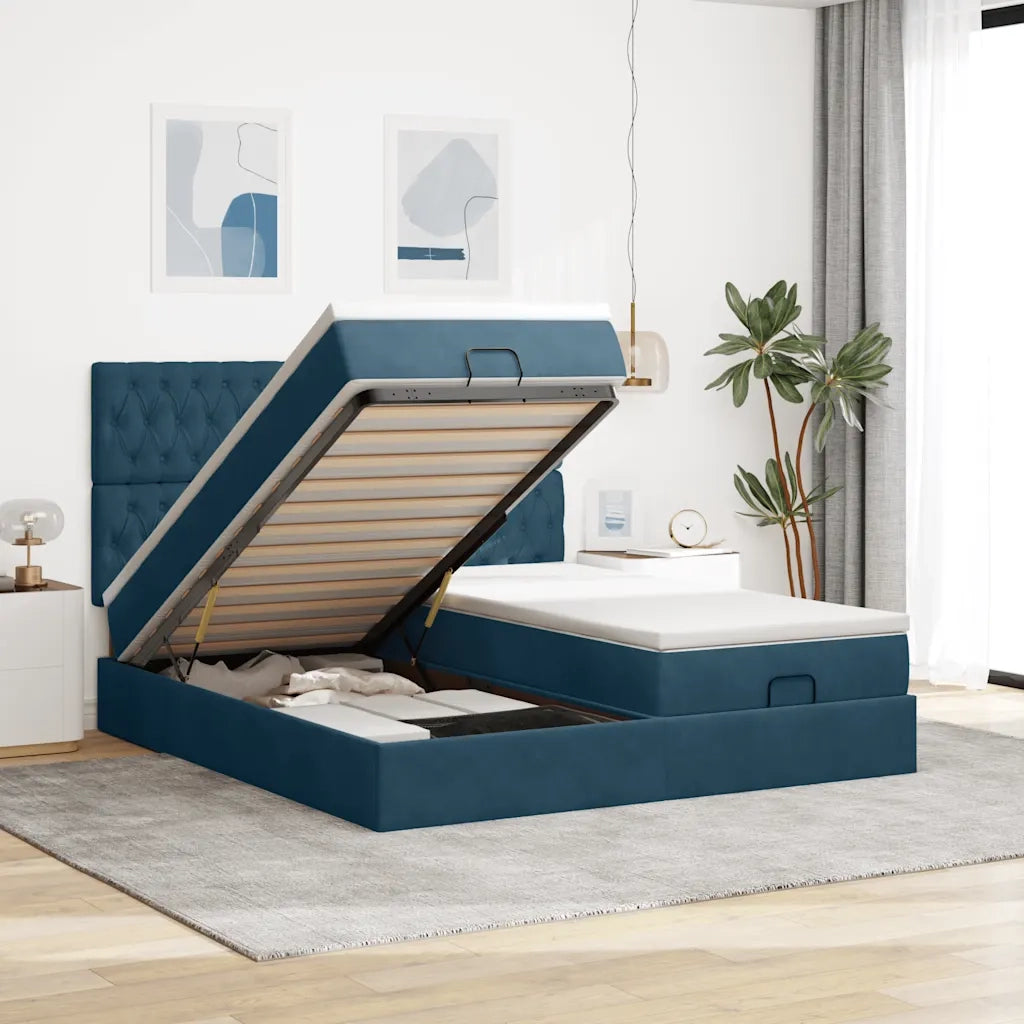 Struttura Letto Pouf con Materassi 180x200 cm Velluto 3314643
