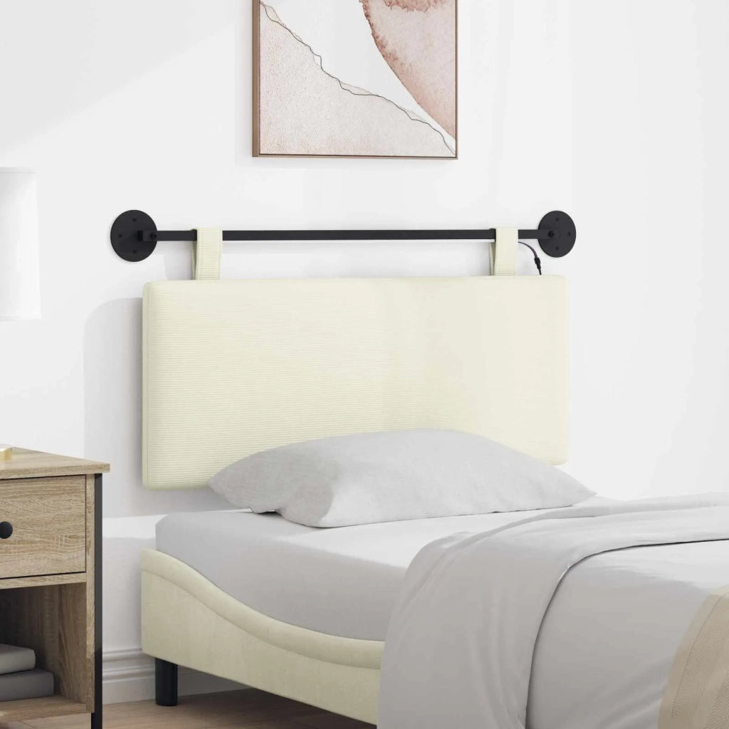 Testiera | Testata sospesa Con luce LED Crema Tessuto in Cords