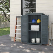 Armadio da Giardino in Legno con Tetto Pendente e Porte a Lamelle, Grigio, 87 x 46,5 x 160 cm