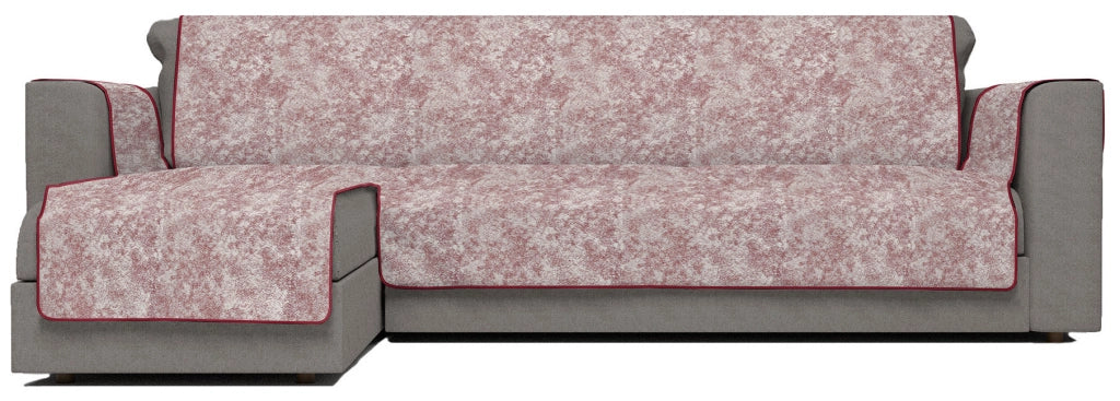 Copridivano con Penisola Sinistra Seduta 190 cm in Poliestere e Cotone Bordeaux