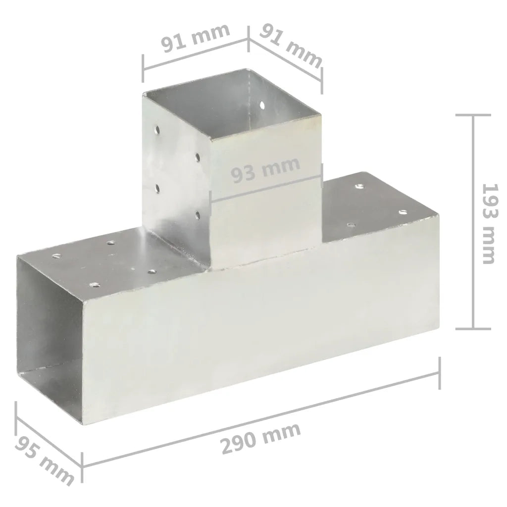Connettore per Pali a Forma di T in Metallo Zincato 91x91 mm 145471