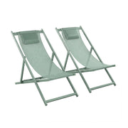 Mezzaluna - Set di 2 sdraio pieghevoli 59x97x104 cm da giardino in alluminio e textilene salvia