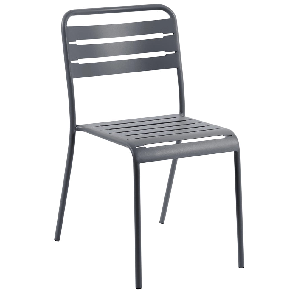 Set di 2 Sedie da Giardino in Ferro Metallo Grigio Scuro Senza Braccioli Impilabili per Esterni