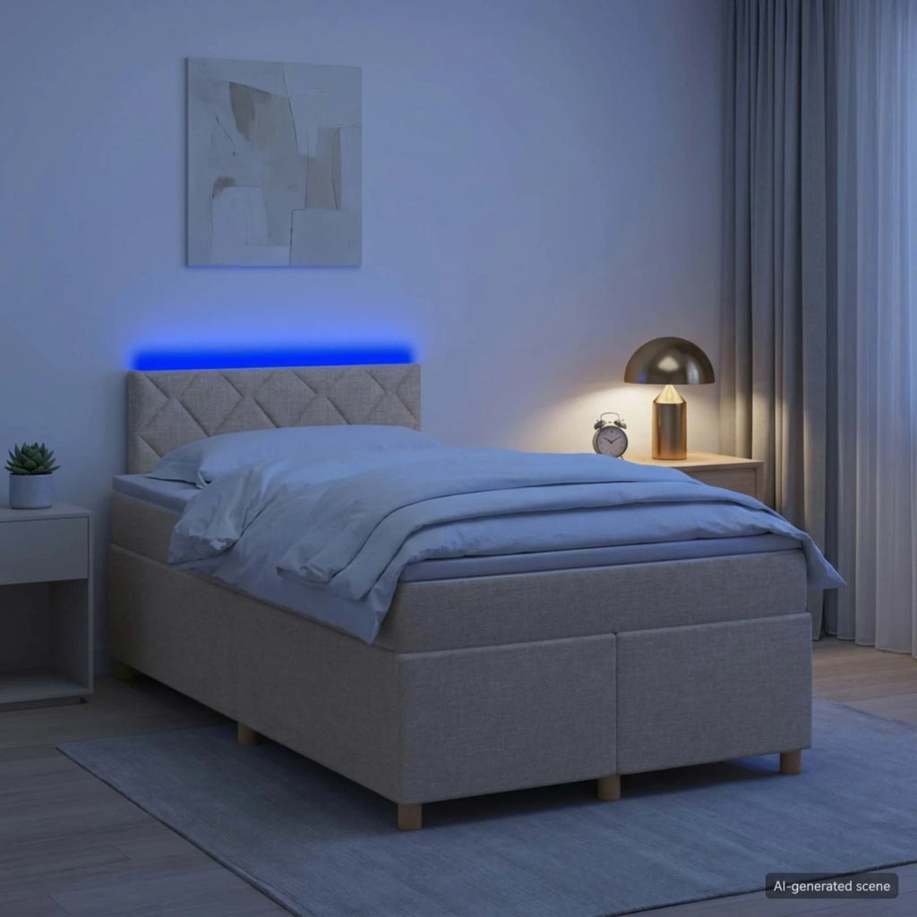 Letto box spring con materasso Crema 120 x 190 cm Tessuto 3452385