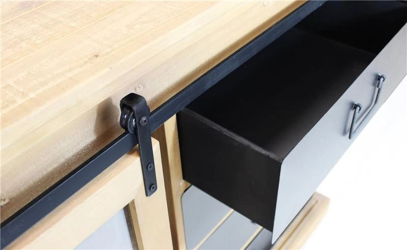 MOBILE CORDELL CON VETRINA A SCORRIMENTO E 6 CASSETTI ANTRACITE E LEGNO OKX