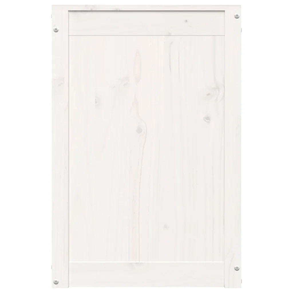 Contenitore per Bucato Bianco 44x44x66 cm Legno Massello Pino 823565