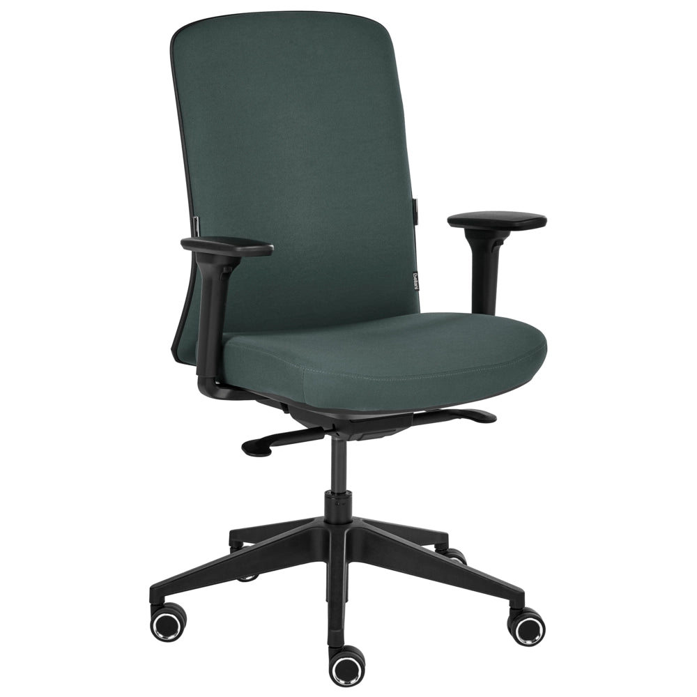 Sedia da ufficio ergonomica con schienale regolabile, seduta scorrevole, braccioli regolabili e supporto lombare verde scuro