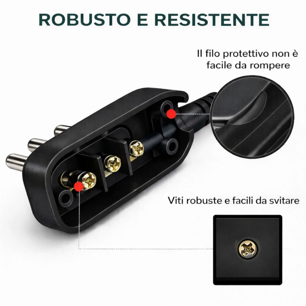 4 Spine Elettriche Salvaspazio Ultrapiatte 90° 2P+T 16A 250V Italiane Spina 16A