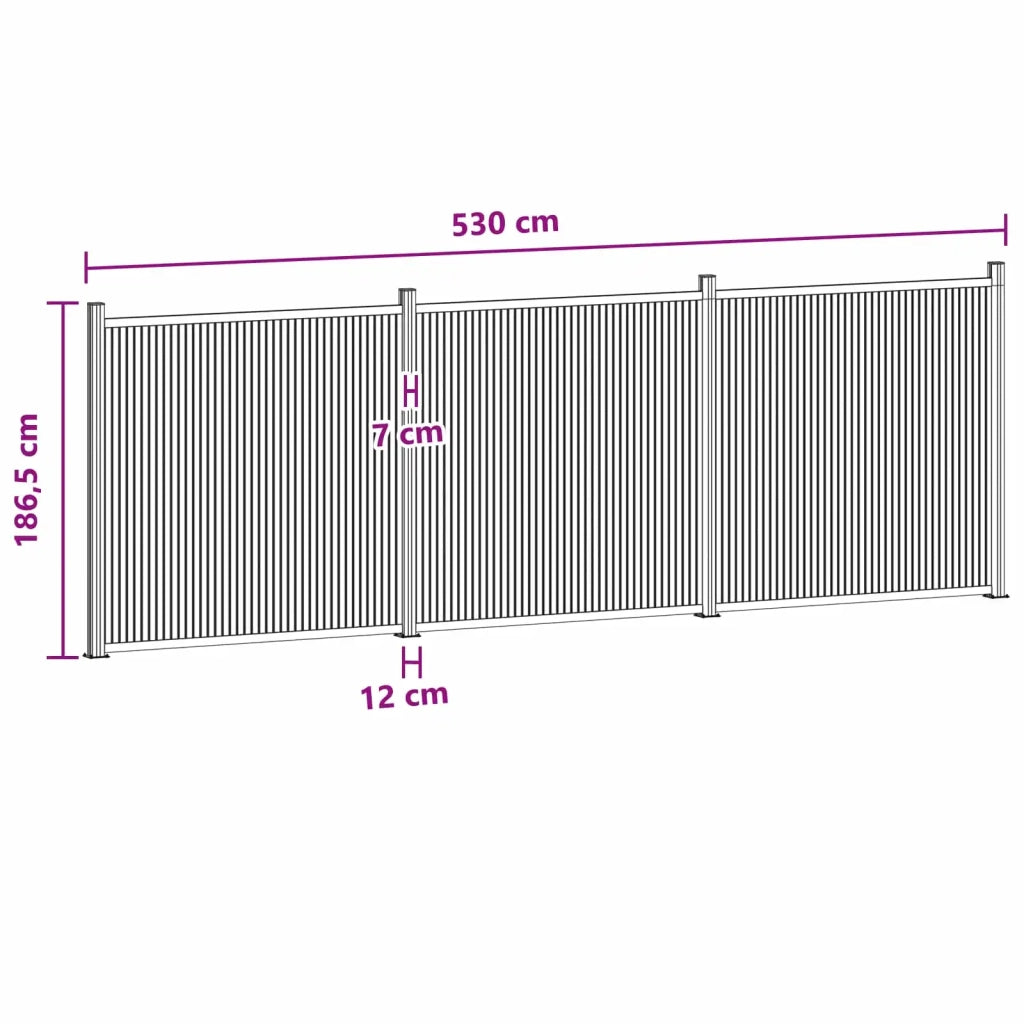 Pannello di Recinzione 3 pcs WPC e Alluminio Nero