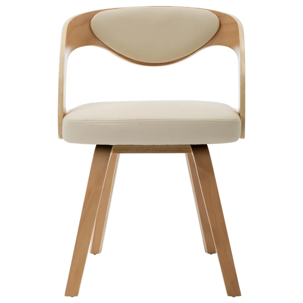 Sedie da Pranzo 4 pz in Legno Curvato e Similpelle Crema