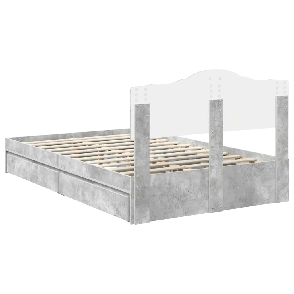 Letto con Contenitore con testiera Grigio cemento 135 x 190 cm 3413106