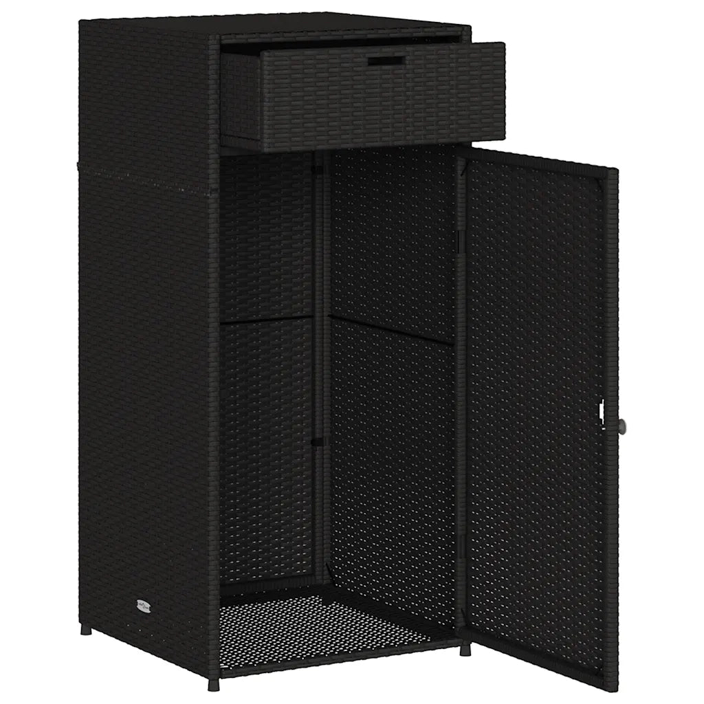 Armadietto Portaoggetti da Giardino Nero 55x55x111cm Polyrattan 365559
