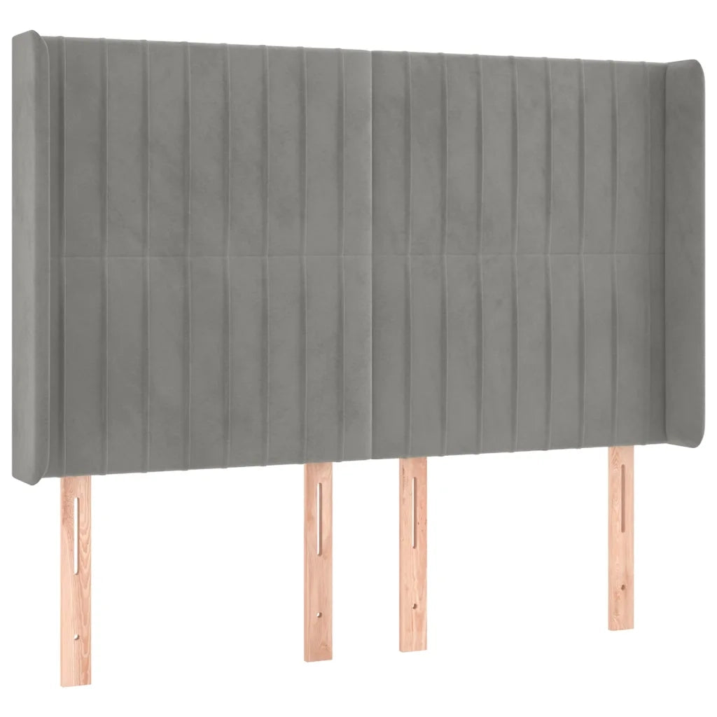 Letto a Molle Materasso e LED Grigio Chiaro 140x190 cm Velluto