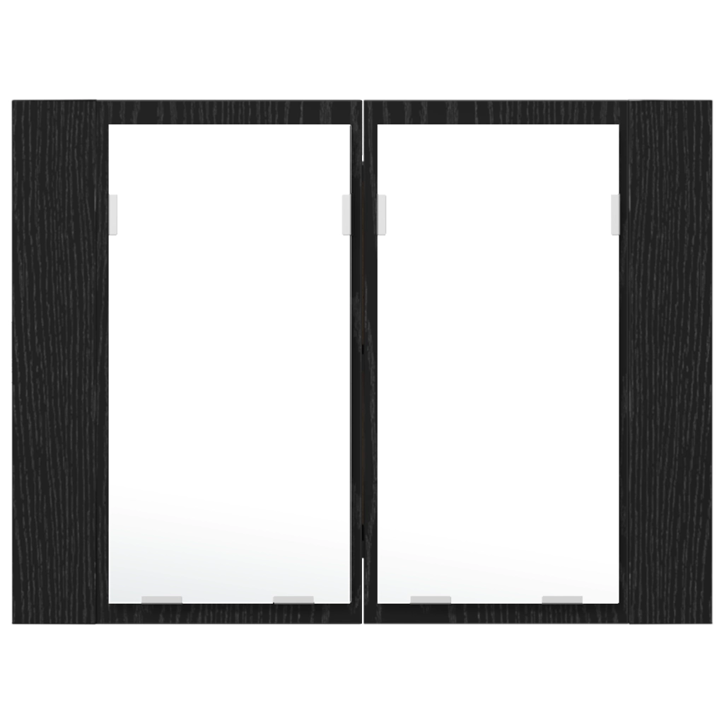 Armadio da bagno LED  Nero Rovere 60x12x45 cm in legno ingegnerizzato