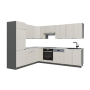 Cucina angolare completa Fame-Line GrigioBeige/Antracite 287 x 60 cm, PL Marmo Vicco