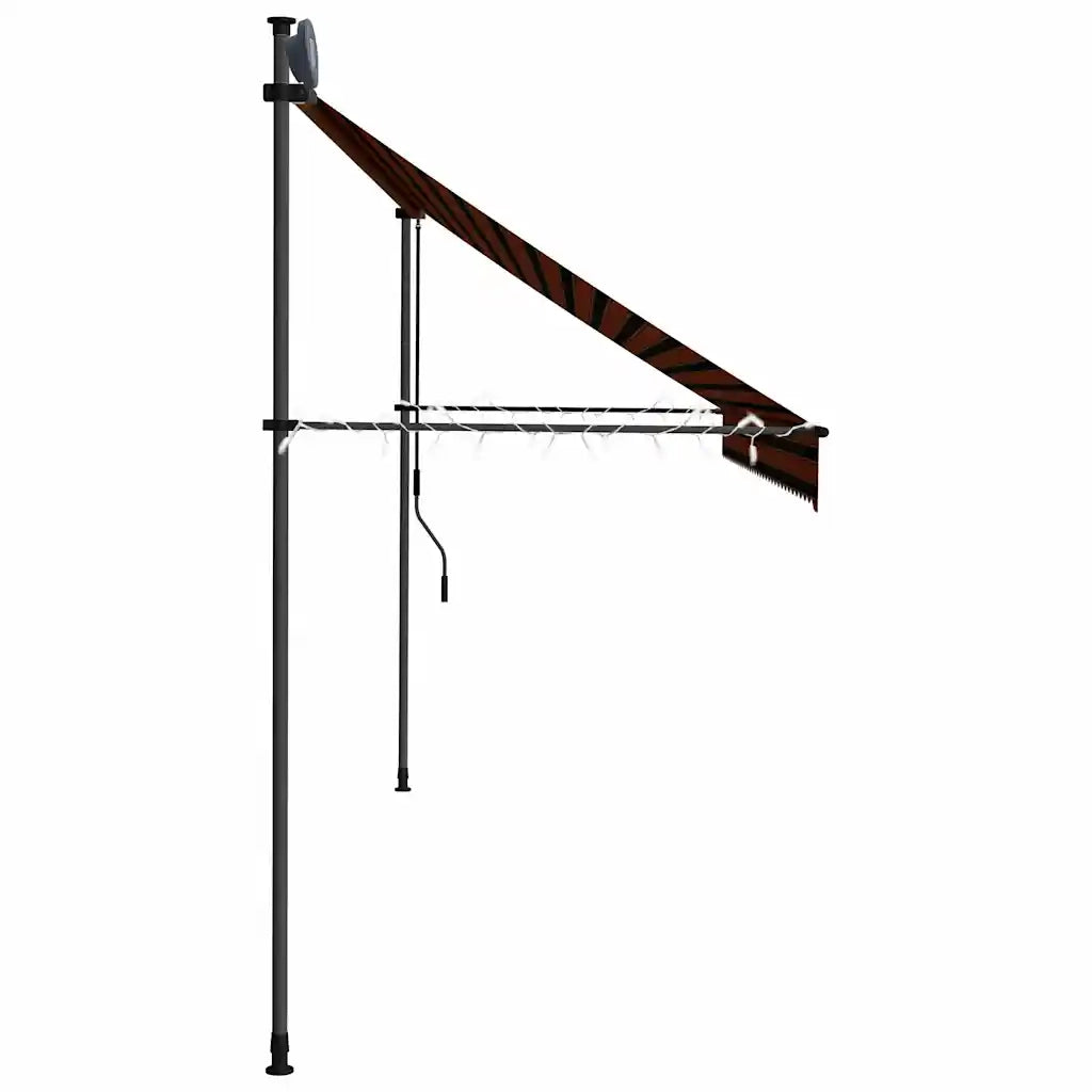 Tenda da Sole Retrattile Manuale LED-Tenda parasole per Patio 350 cm Arancione e Marrone