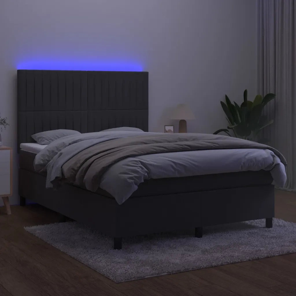 Letto a Molle con Materasso e LED Grigio Scuro 140x200 cm 3136246