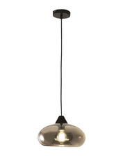 Lampada a Sospensione Ela 27cm in Metallo e Vetro Soffiato Fumé, attacco E27, design moderno ed elegante per illuminazione d'interni
