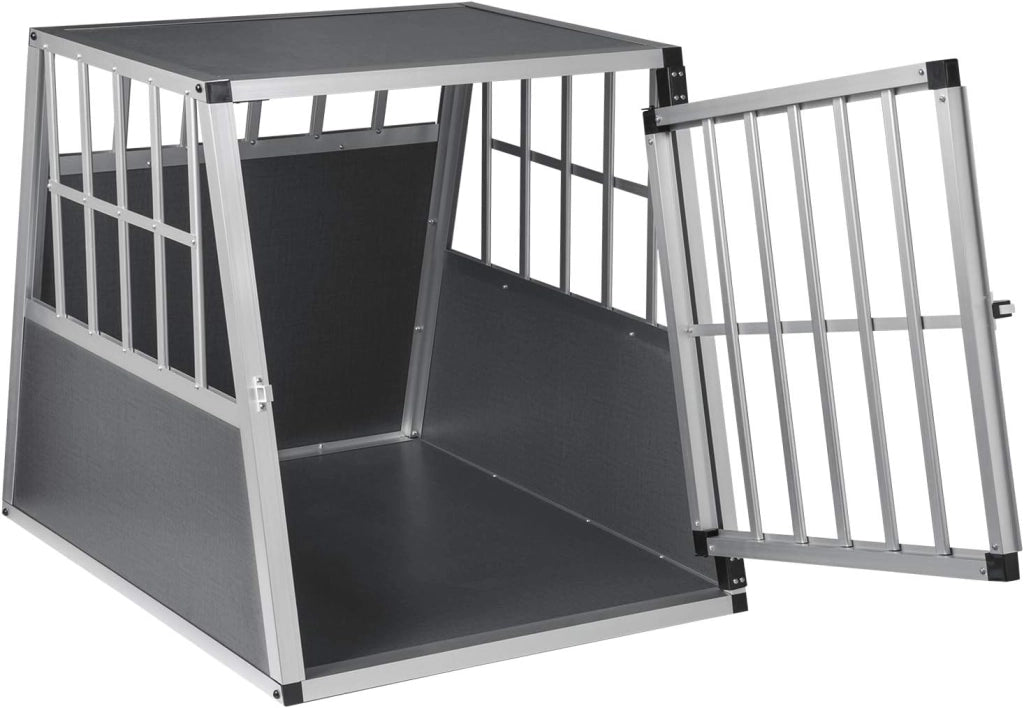 Trasportino per Cani Auto in Alluminio, Box Trasporto Singolo 65x85x71cm Trasportino da Auto per Cane Media/Piccola, Leggero e Stabile Kennel Cane per Auto Viaggi Casa