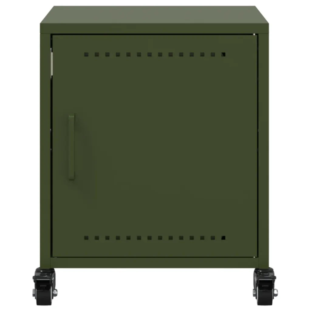 Comodino | Armadio da Notte | Mobiletto da notte Verde Oliva 36x39x43,5 cm in Acciaio