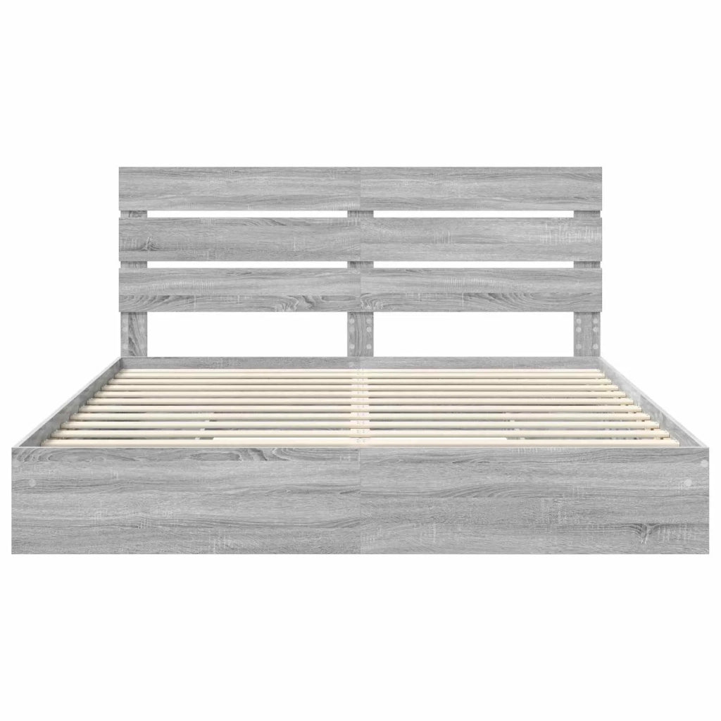 Letto con Contenitore con testiera Grigio Sonoma 180 x 200 cm