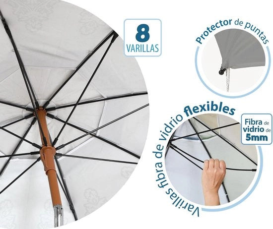 Parasole per spiaggia Ø 180 cm in alluminio modello con UPF 50+ - Grigio scuro