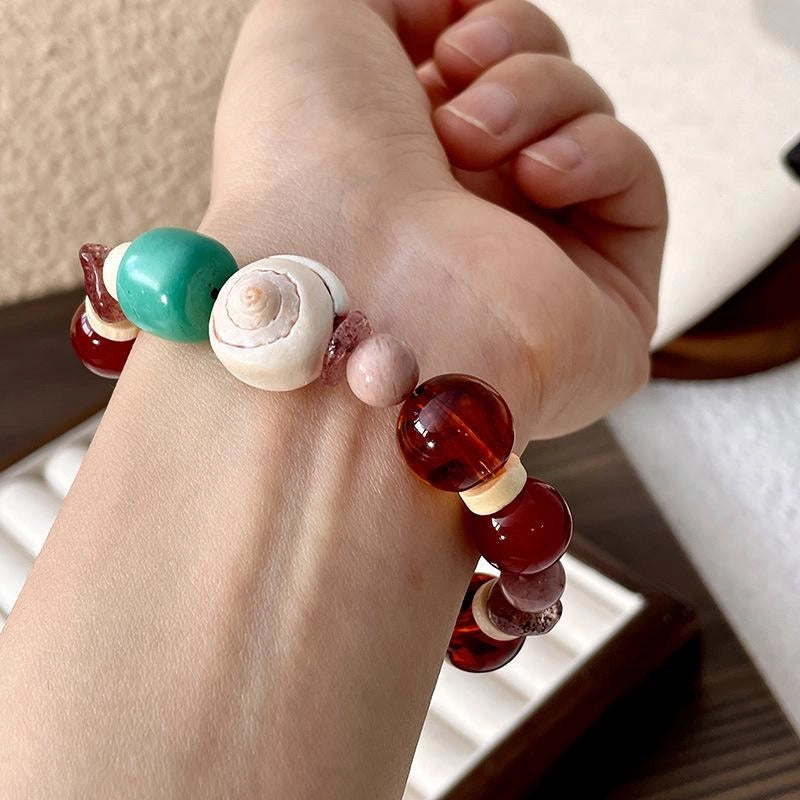 Bracciale e collana fatti a mano con perline di agata naturale multicolore, regalo di Natale o compleanno.