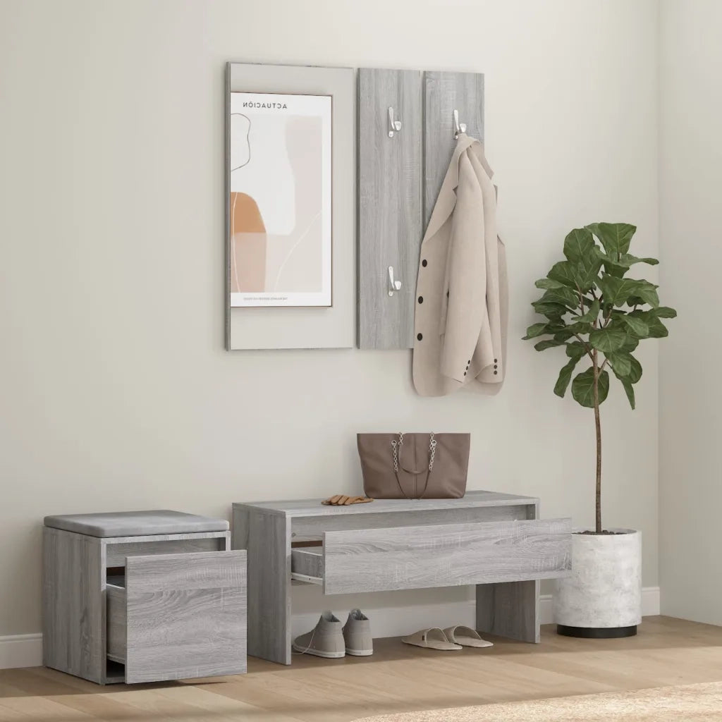 Set di Mobili da Corridoio Grigio Sonoma in Legno Multistrato cod mxl 73569