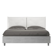 Letto Matrimoniale 160x200 cm con Rete e Contenitore Alzata Comoda Struttura Cemento con Cuscini in Similpelle Egos