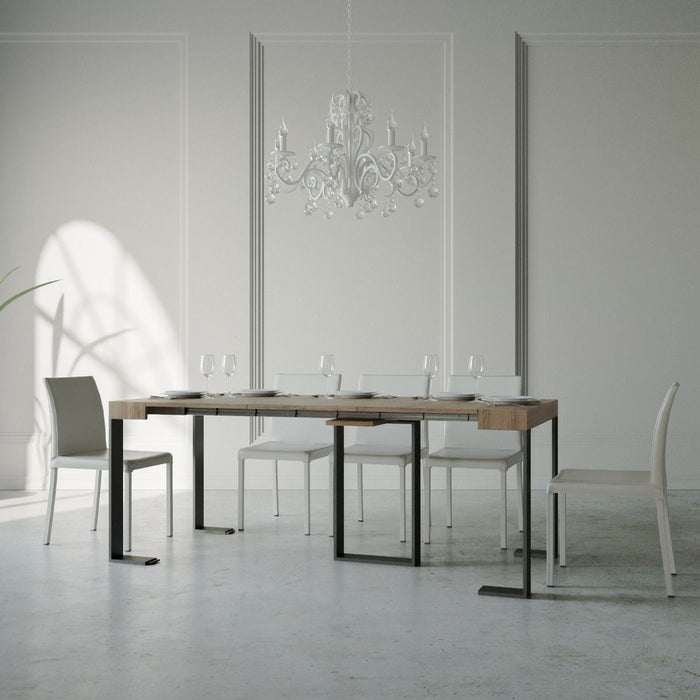 Consolle Allungabile in Legno e Ferro H77x40x90/300cm Sintesi Rovere Classica