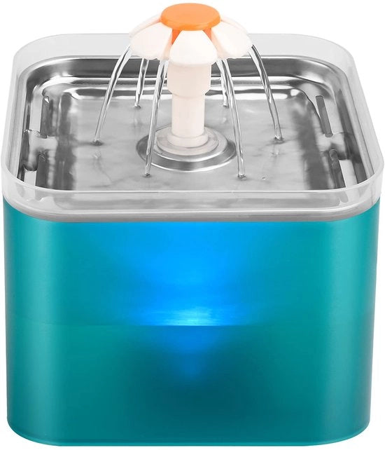 Fonteino per Gatti in Rame, 2L, Fonteino Silenzioso per Gatti, Illuminato da LED, con Filtro di Carbone Attivo e Pompaggio d'Acqua