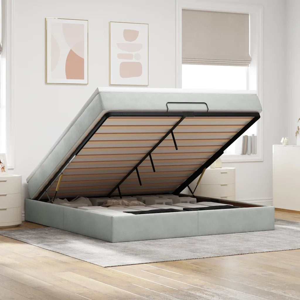 vidaXL Struttura Letto Pouf con Materasso 180x200 cm in Velluto