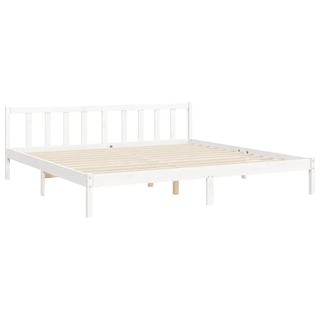 Giroletto Testiera Bianco Super King Size-Struttura Letto in Legno Massello 695910