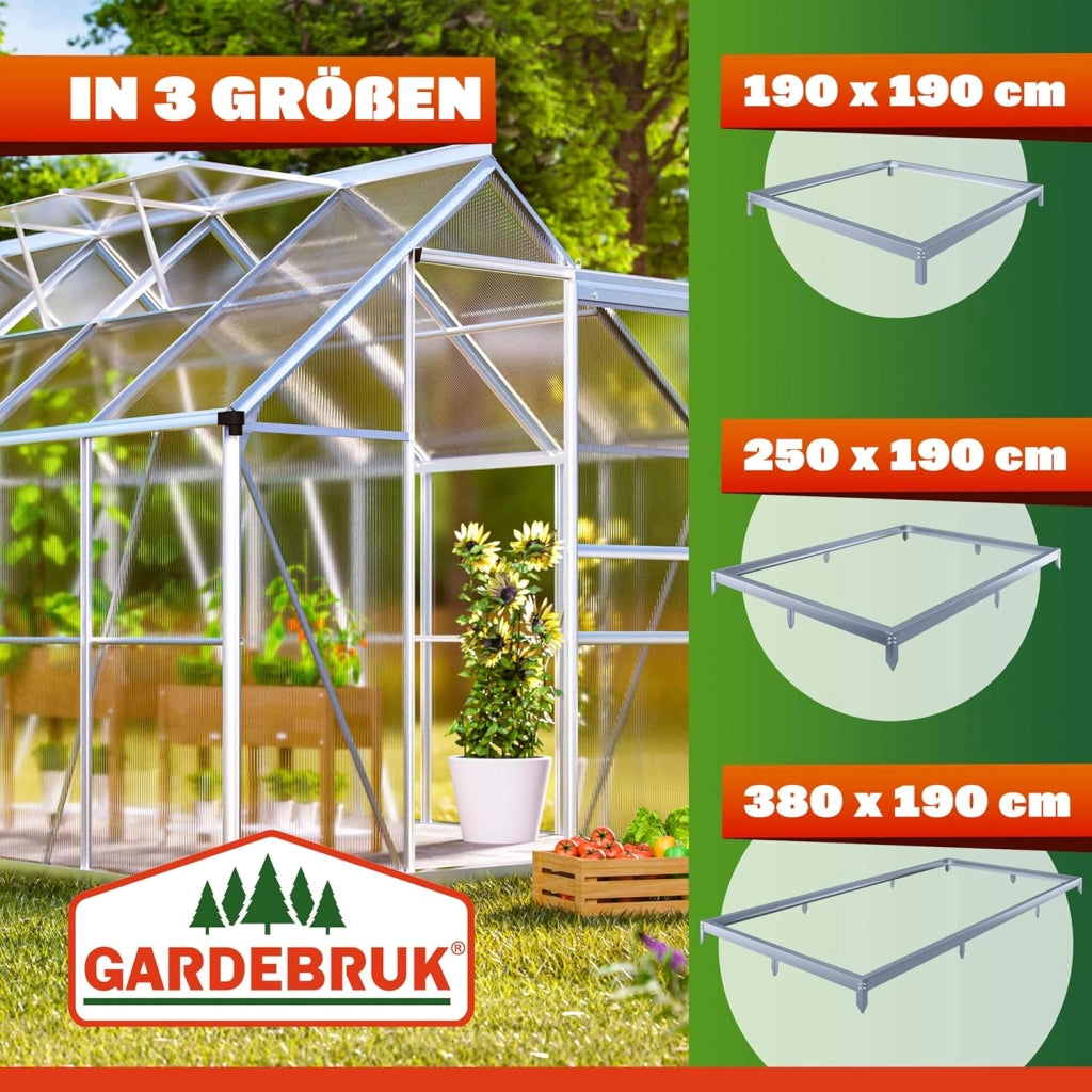 ® Base per Serra 380x190cm in Acciaio Zincato Telaio Serre Ancoraggio a Terra Basi per Serre Fondamenta Telaio Fissaggio al Terreno