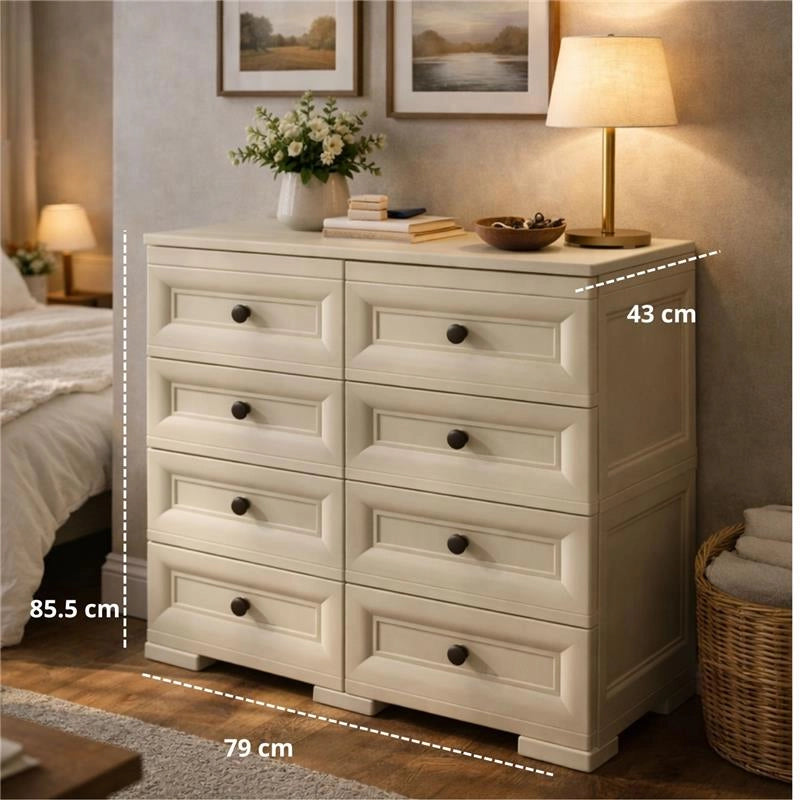 CASSETTIERA 8 CASSETTI PICCOLI ANGORA 79X43X85,5 CM IN RESINA – MOBILE CONTENITORE SALVASPAZIO PER ORGANIZZAZIONE CASA